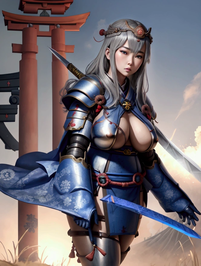 (1 woman in Japan)、((Japanese female military commander))、(Goddess of War)、((Old Japanese Armor))、((Holding the Japan sword))、(True to prompts)、(Deluxe)、(Feminine hourglass curves)、(Muscular)、(Glaring with sharp eyes)、(unrealistic, Oversized breasts),(Outdoor)、(Remains)、((A large number of people))、(sunny)、(blue sky)、(Best lighting)、{{{Browsing Caution}}}、{{{masterpiece}}}, {{{Highest quality}}}, {{ultra-detailed}}, {{shape}}, {{{Very delicate and beautiful}}},{{extremely detailed CG}}、{{unity 8k portrait}}、{{Fabric Shading}}、{{super detailed skin}}、{{Perfect Anatomy}}、{{detailed}}、{{Dynamic Lighting}}、{{{beautiful detailed eyes}}}、{{{beautiful detailed Face}}}、(Perfect Face)、(非常にdetailedな顔)、(Perfect Eyes)、(Perfect Legs)、(Perfect breasts)、(Perfect pose)、(Perfect body)