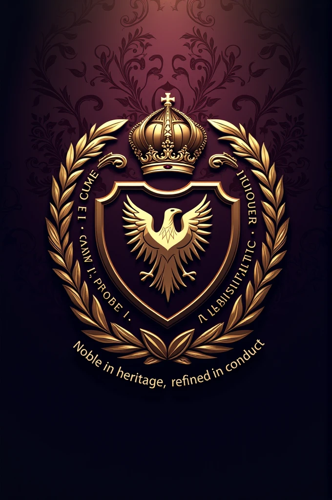 Make me a logo the title is House Of Aristocratic. The motto under it is "i came, i saw, i conquered" under it "Noble in Heritage, Refined in Conduct"