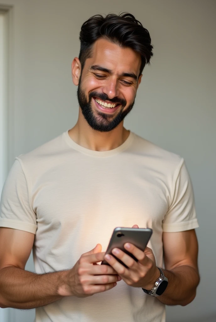 A 30-year-old man with a modern and friendly appearance. He has a warm expression and a sincere smile., which conveys closeness and trust.
She is dressed casually in neutral colored clothing, which include soft and natural tones such as beige or light grey. The style is simple but elegant, reflecting a homely and accessible aesthetic. The avatar focuses mainly on the person and the gadget, with sharp, realistic details that make it easy to identify at first glance.