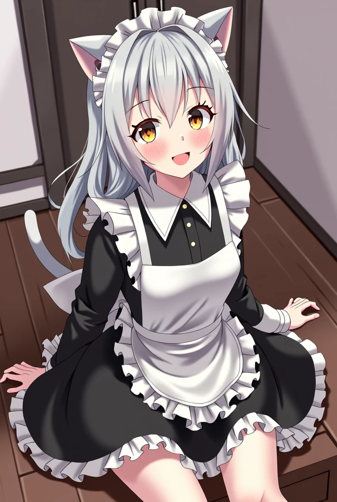 Rei Ayanami　Maid clothes　Sitting　live-action　Cat ear