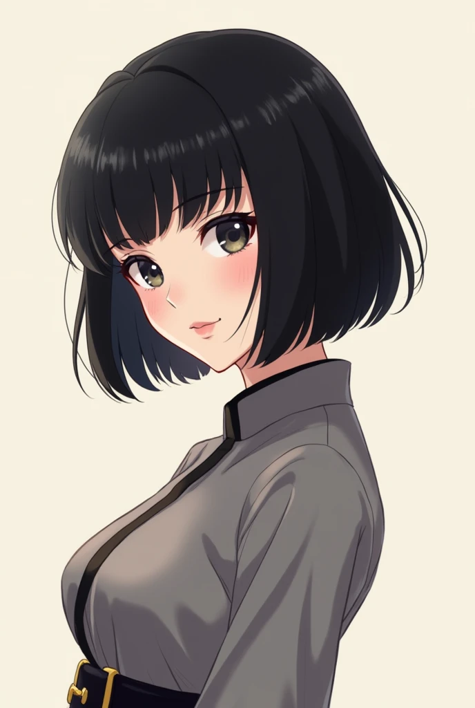 Anime girl black short hair NO BANGS