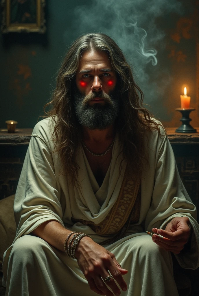 Saint Jude Thaddeus smoking marijuana,Red eyes