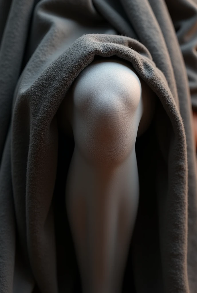 A knee with a coat on it
