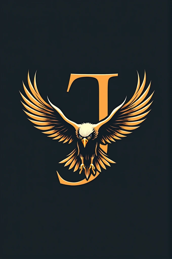 help me make a logo with the element of the letter J as the main logo added with the presence of a hawk that will pounce on its prey.