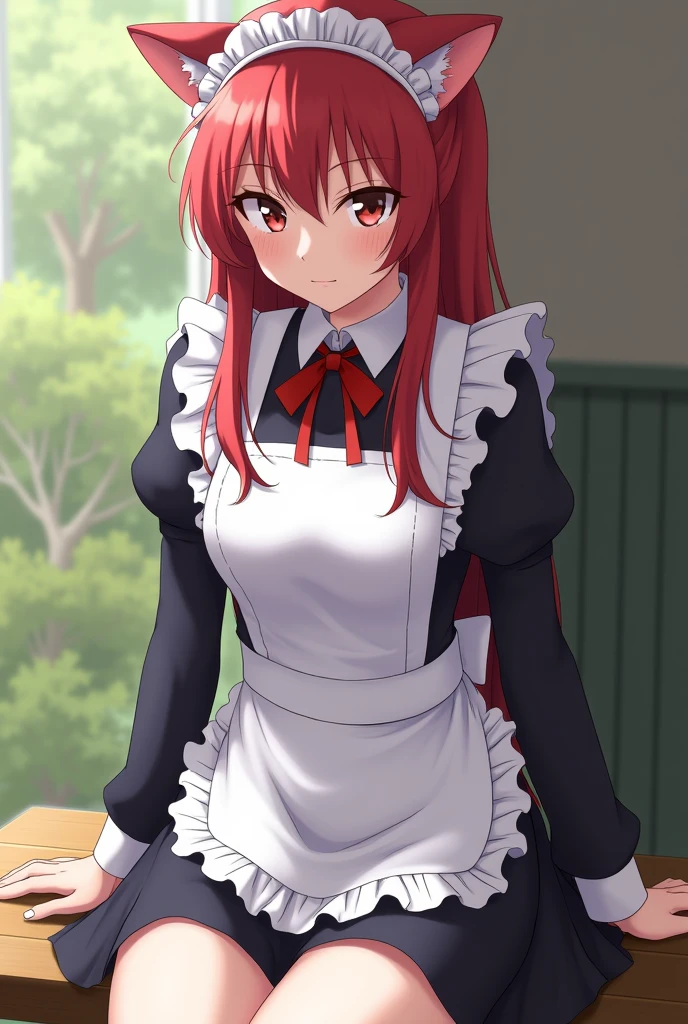 Ayanami Rei cosplay　Maid clothes　Sitting　live-action　Cat ear　beautiful girl