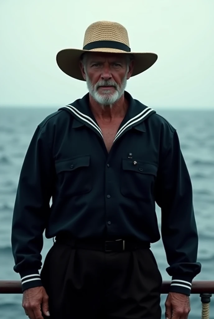 Black sailor with straw hat 