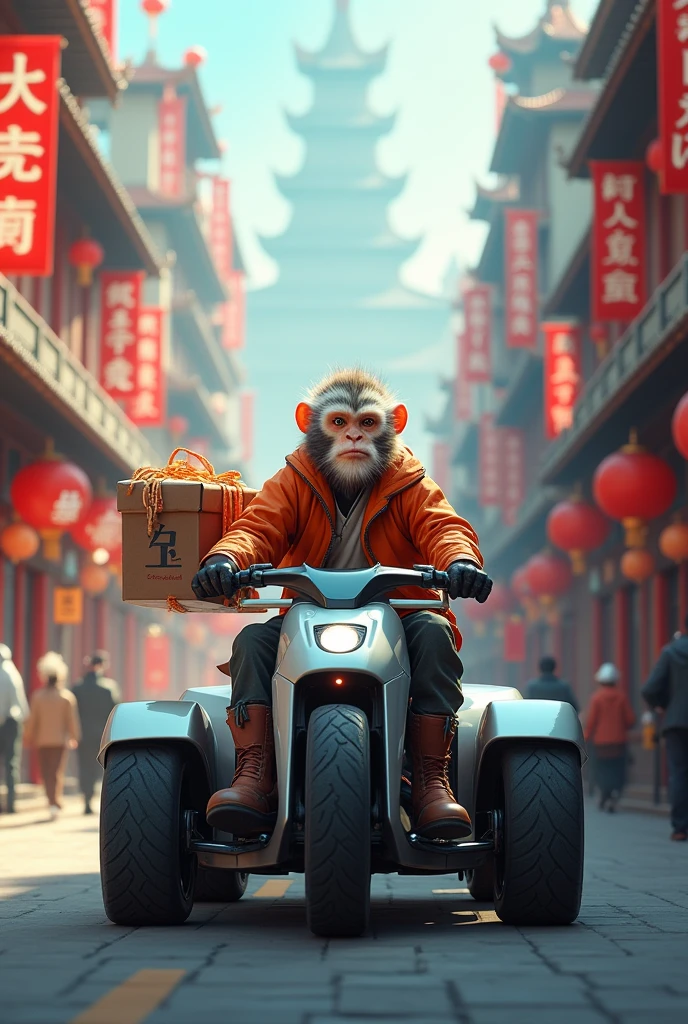 Black Myth，Wukong is on his way to deliver food，Riding an electric car，Must have Yiwu text