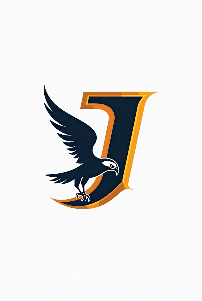 help me make a logo with the element of the letter J as the main logo added with the presence of a hawk that will pounce on its prey. Make more than 5 examples