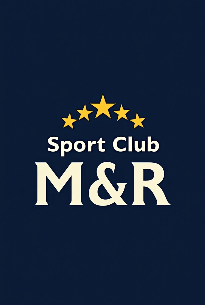 Design a written triangular football team crest: Sport Club M&R With 5 golden stars of titles Main color of the Coat of Arms: Navy Blue Secondary Color/detaileds: offwhite