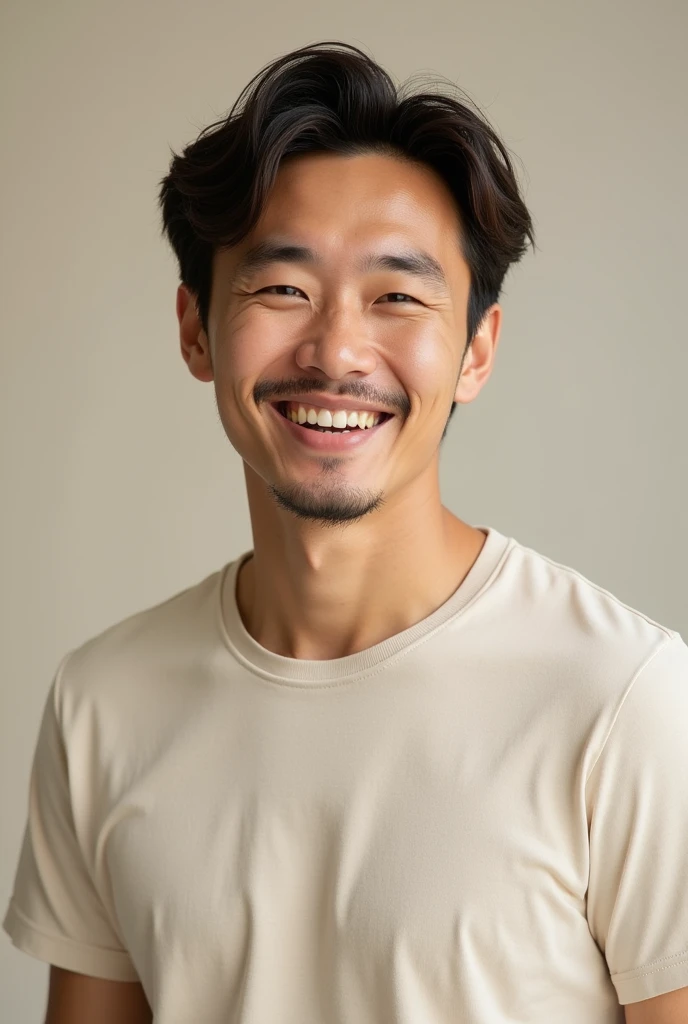  A 30-year-old man with a modern and friendly appearance. He has a warm expression and a sincere smile., which conveys closeness and trust. 

She is dressed casually in neutral colored clothing, which include soft and natural tones such as beige or light grey. The style is simple but elegant, reflecting a homely and accessible aesthetic. The avatar focuses mainly on the person and the gadget, con detalles nítidos y realists que lo hacen fácil de identificar a primera vista,Recto ,Looking forward ,portrait,realist,4k