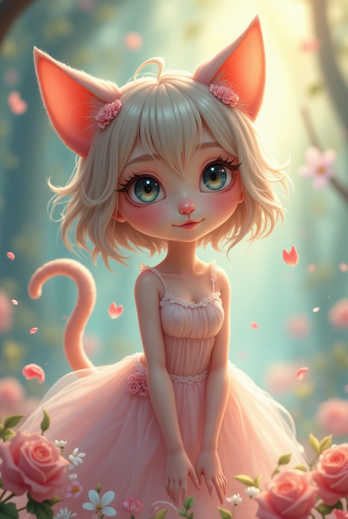 A cute girl was cat