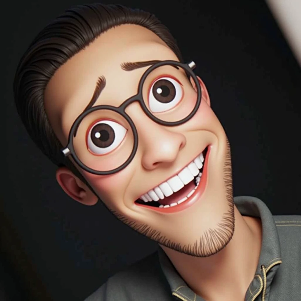 Cartoon character of a man in black glasses and blue shirt, animation character, stylized character, animation style rendering, 3d stylized, Arnold Maya rendering, Stylized 3D rendering, toon render screenshot, 3d character, 3d character, Stylized 3D rendering, 3D character rendering, cartoon character, Personagem de close up, character posing, (Pixar-style) (master part:1.2) (bokeh) (best qualityer) (skin detailed) (detailed texture) (8k) (Argilla) (cinematic lighting) (sharp focus