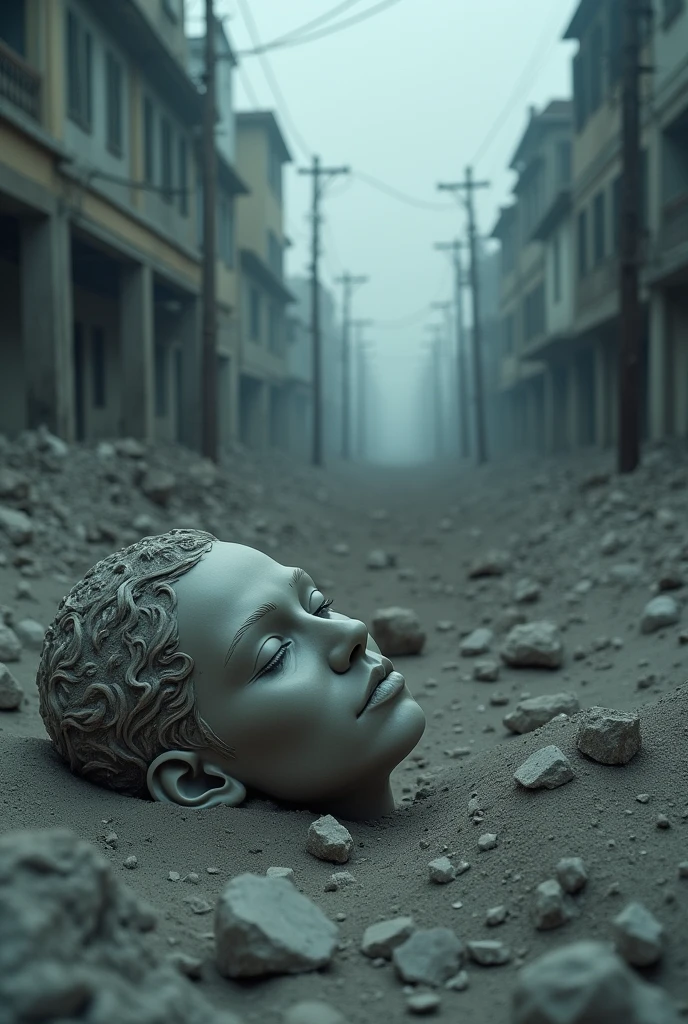 Visual: Slow pans of the plaster casts of victims, streets buried in ash, and preserved artifacts.