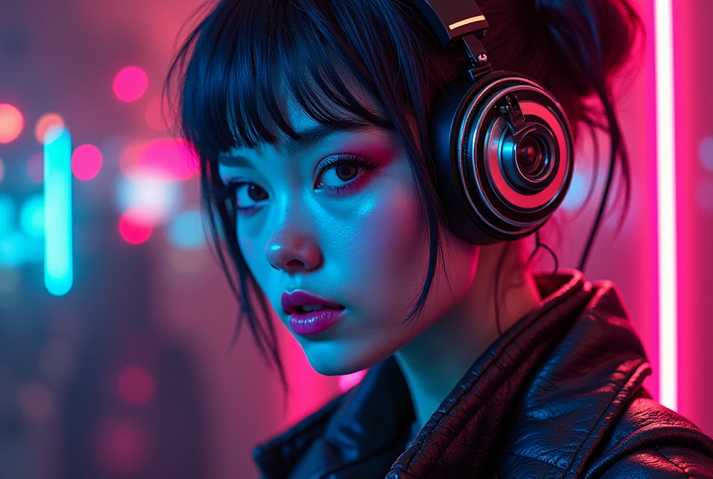HIPERrealistic, cyberpunk stile, 20 colors used, brilliant and fluo colors