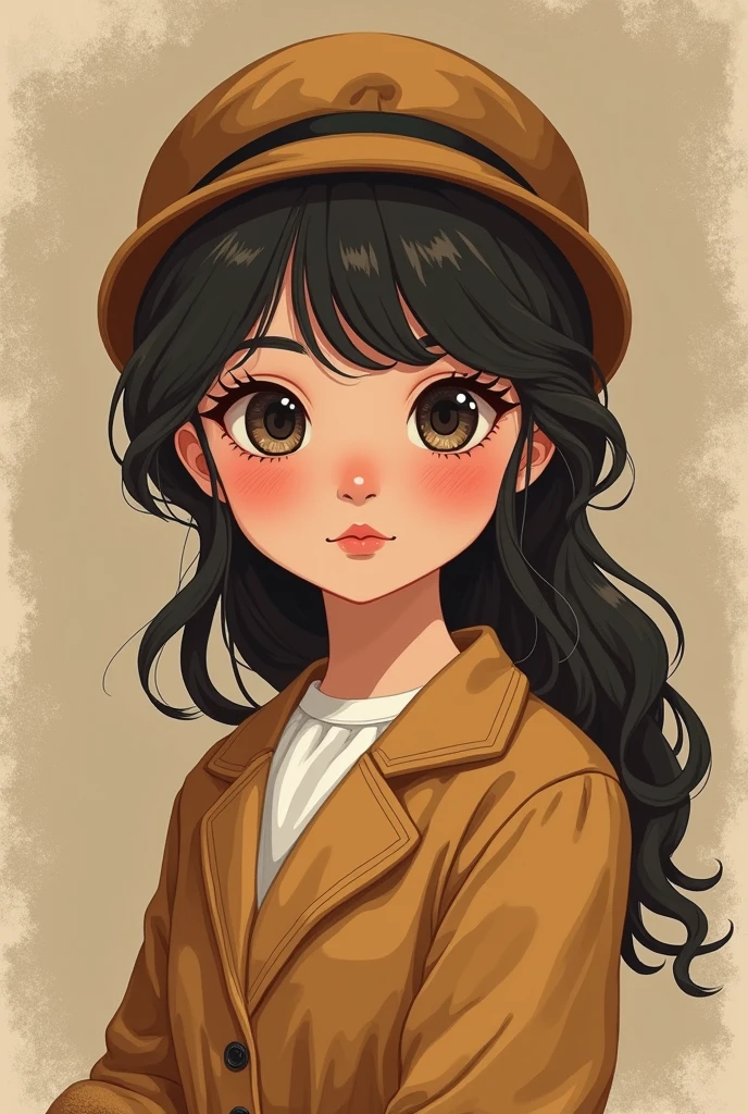 modern remake of nostalgic 2D illustrations from around 1900, cute teen, portrait style