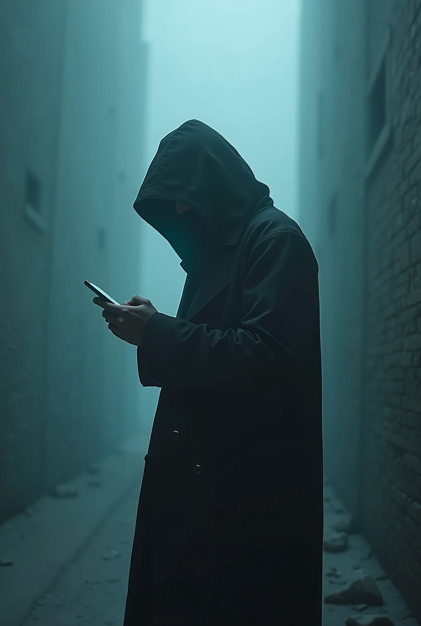 Hacker spying someone in background infinity area
