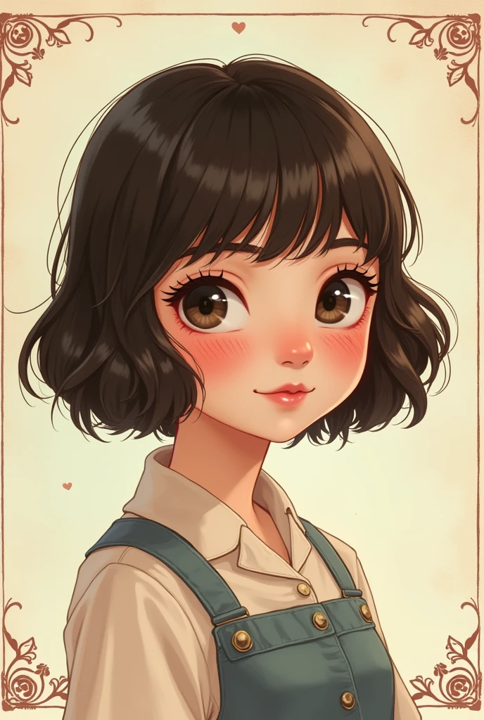 modern remake of nostalgic 2D illustrations from around 1900, cute teen, portrait style