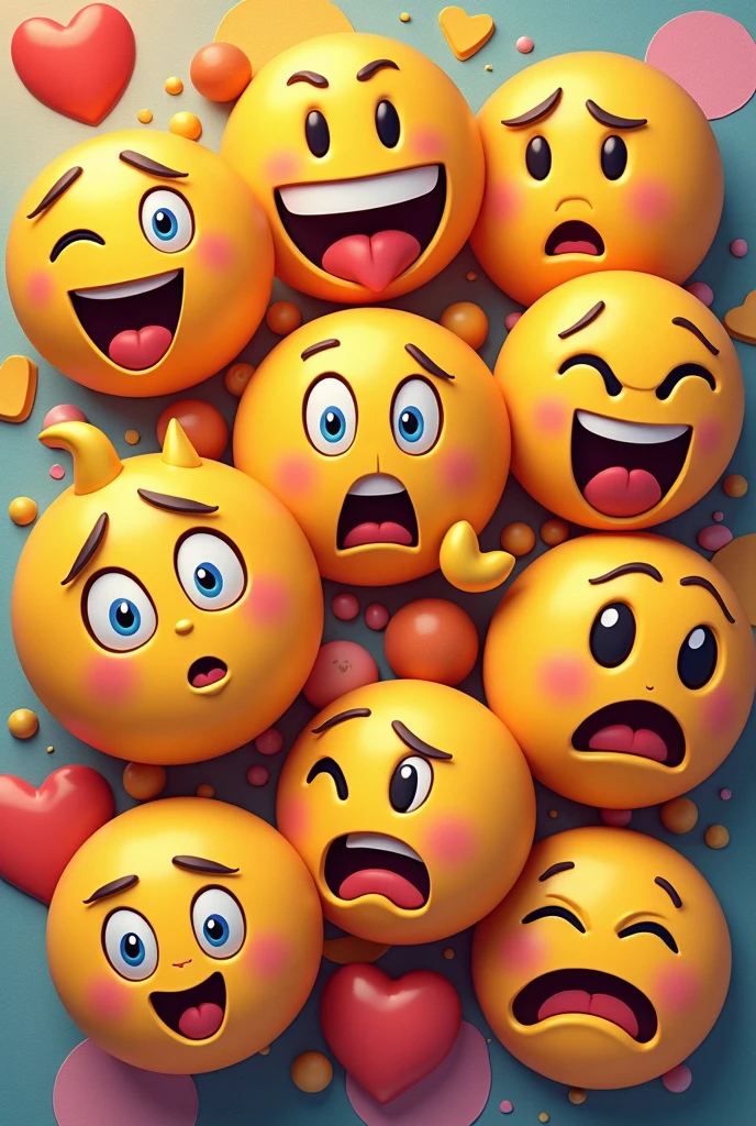 I want an image that has several emoji emotion faces