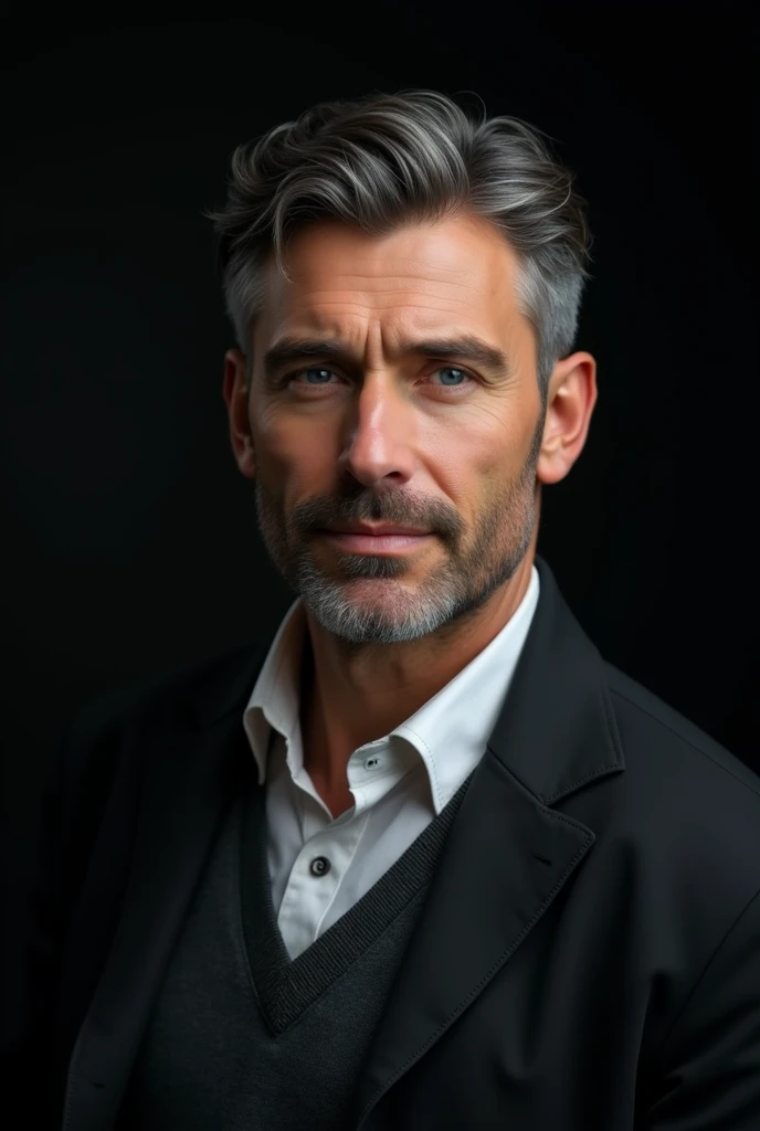 Handsome German male teacher with extensive black background