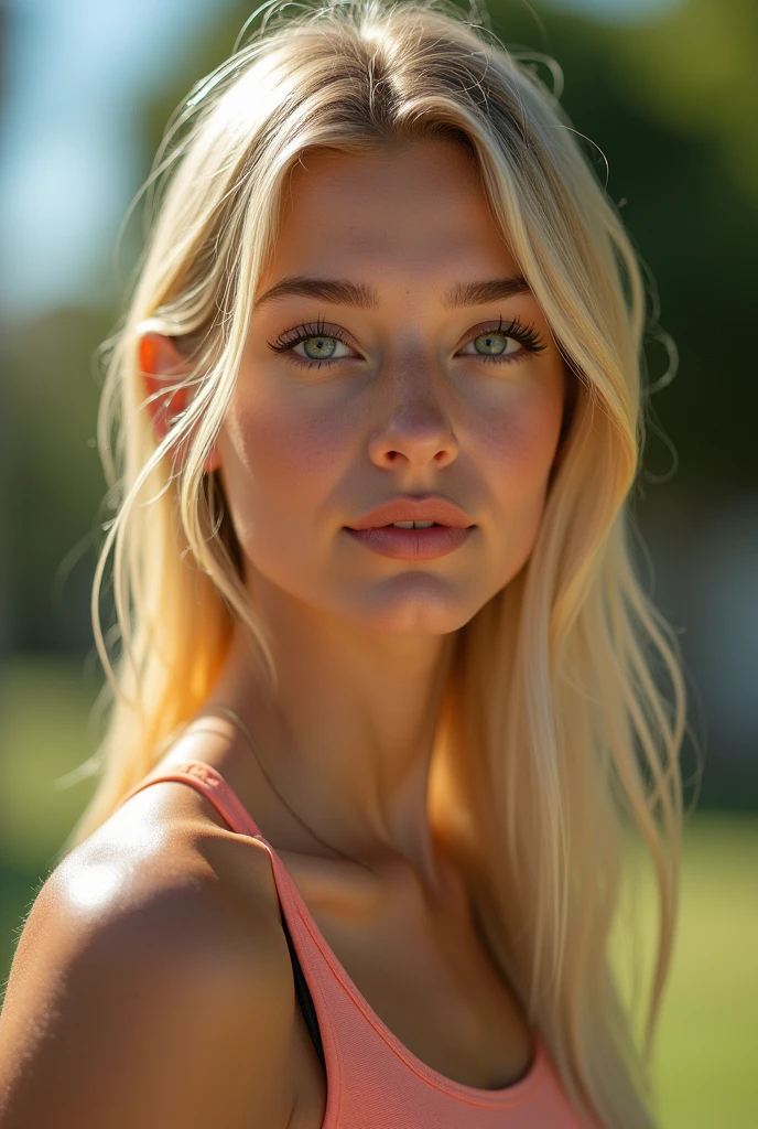 (8k, 4k, Best Quality, High resolution, ultra high resolution:1.1), (masterpiece, realist, photo-realist:1.1) Aina Català is an 1 girl who combines strength and elegance in a unique way. With a height of 166 cm, Her figure is slim and athletic., result of his dedication to sport and physical well-being. Its appearance is striking, not only because of her toned complexion, but also for its distinctive heterochromia, which gives him one emerald green eye and one sky blue eye. These eyes, along with her straight blonde hair that falls to her shoulders, They frame a face with well-defined and balanced features., where a delicate nose and full lips of a natural pink tone stand out. Aina's hair, of a bright blonde, It is one of its most notable features. He always takes good care of it, in a style that reflects both her active spirit and her sense of elegance.. This straight hair, that frames your face perfectly, adds an air of youthful sophistication to your look. His look, intensified by her heterochromia, It is both captivating and enigmatic, able to convey both warmth and determination, depending on the situation. Regarding his physique, Aina presents a powerful and feminine figure. Her bust is large in proportion to her body, which adds a natural appeal that complements her athletic build.. His abdomen is firm and well marked., testimony to his constant training and discipline. Aina has a narrow waist and well-proportioned hips., which gives it a balanced and harmonious silhouette. His legs, long and toned, along with her firm, rounded butt, complete the image of a dedicated young athlete, whose appearance reflects both her youthful energy and her commitment to self-improvement.
---- Aina topless and yellow bikini thong