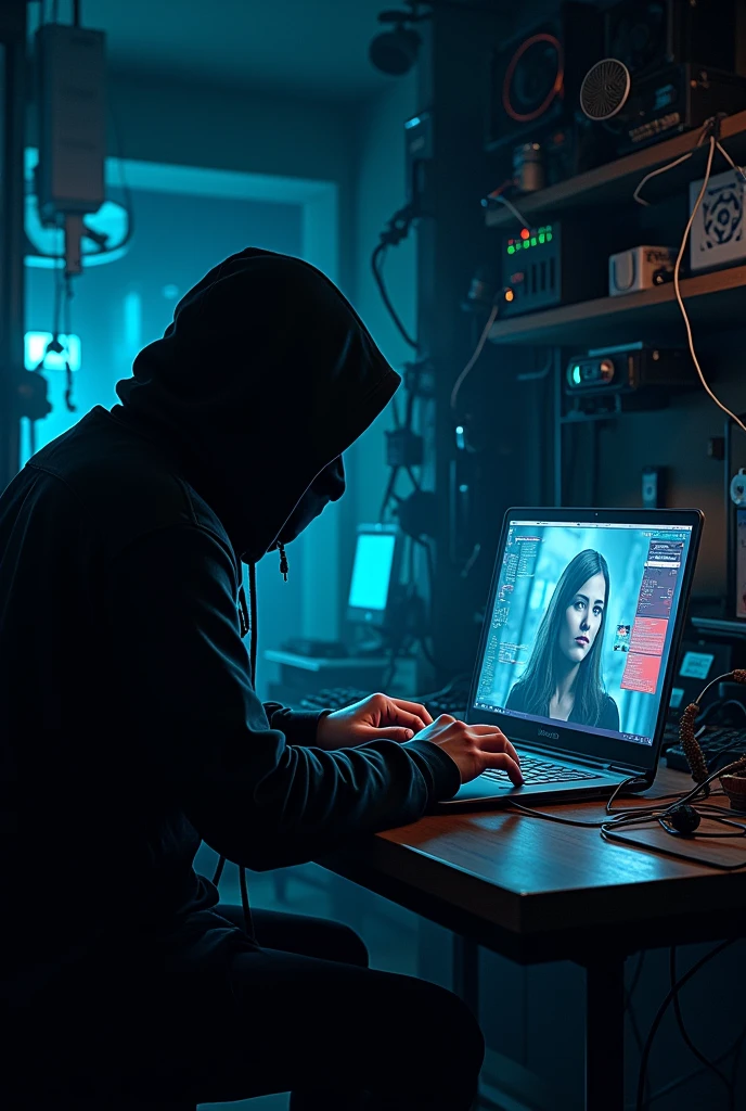 Hacker spying someone background