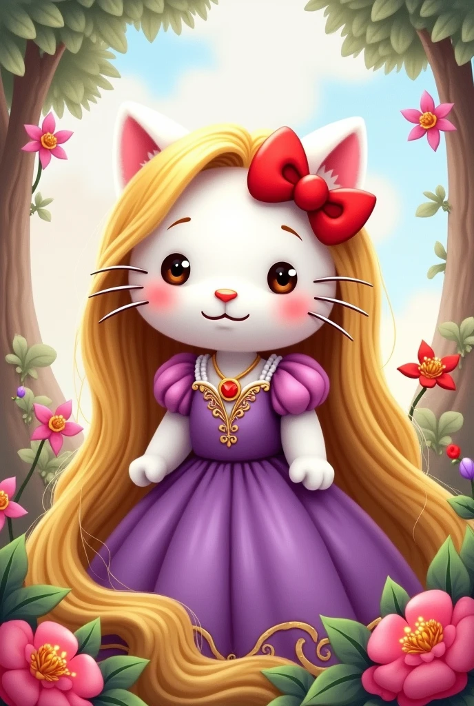 hello kitty in drawing dressed as rapunzel without realism OTHER!!!!