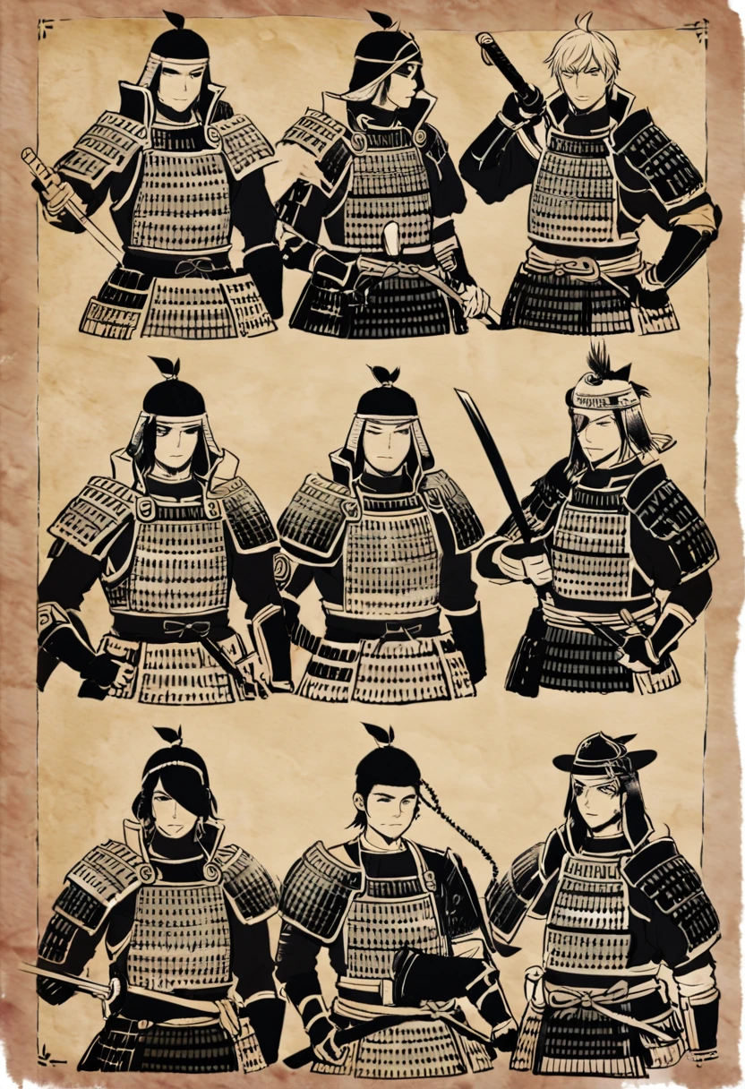 Sengoku warlord with samurai sword、Eye patch、Japanese Armor、