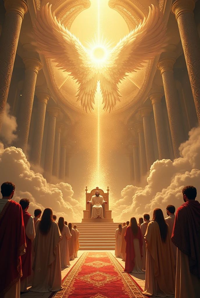 create an image according to how it is written in the Bible in Isaiah chapter 6, verse 1-2