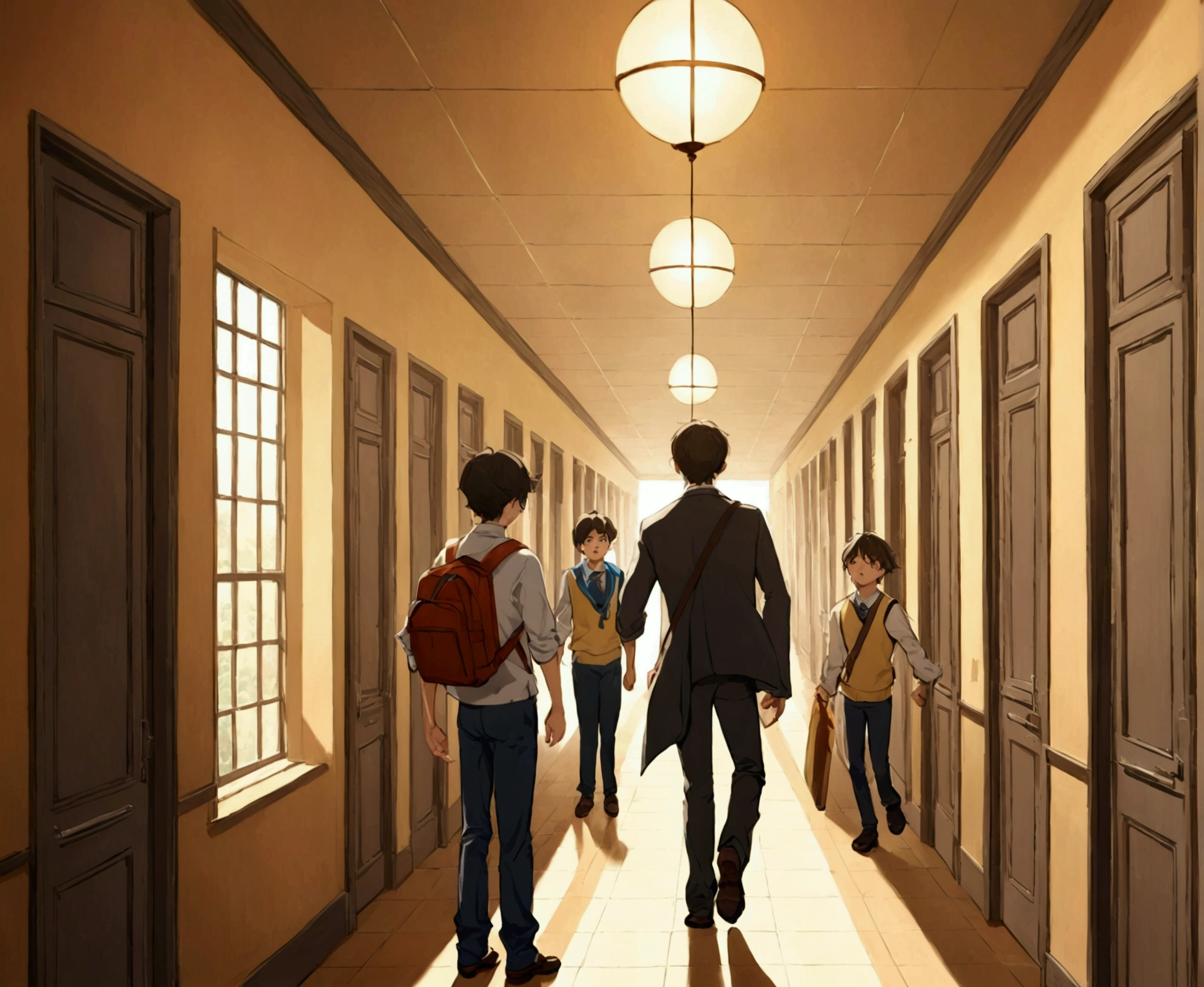 - A dramatic, high-contrast image of a school hallway.
- In the foreground, show three older boys (around ) with intense expressions, surrounding a younger, visibly distressed boy.
- The background should be slightly blurred to keep the focus on the characters.
- Add bold, attention-grabbing text such as: "SHOCKING SCHOOL BULLYING! See What Happens Next!" 
- Include eye-catching colors and exaggerated facial expressions to enhance the dramatic effect.

Make sure the text and images are clear and engaging to attract viewers' attention.