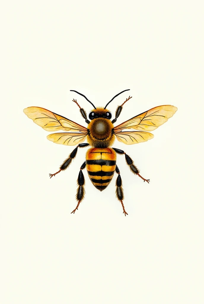 realistic bee scientific drawing watercolor