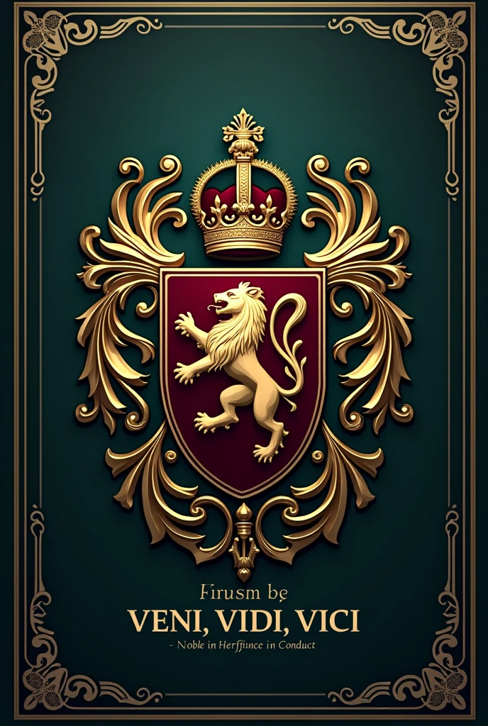 Make me a logo that suitable withe aristocratic the title is House Of Aristocratic. Under it put a motto "veni, vidi, vici" and under it the logo. Lastly, put motto "Noble in Heritage, Refined in Conduct"