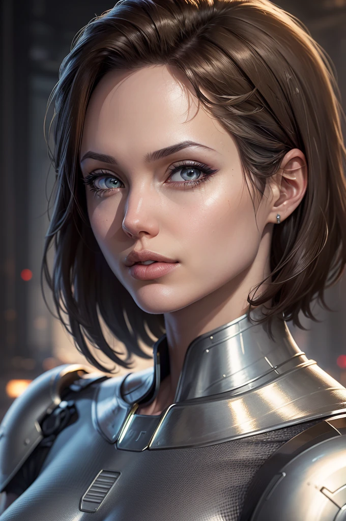 (Best quality,8 K:1.2,a high resolution:1.2),ultra detailed,realistic,retro sci-fi female superhero,short hair,very detailed face,long eyelashes,shiny metal chrome armor, tight,gloves,physically based rendering,Sharp Focus,white studio lighting