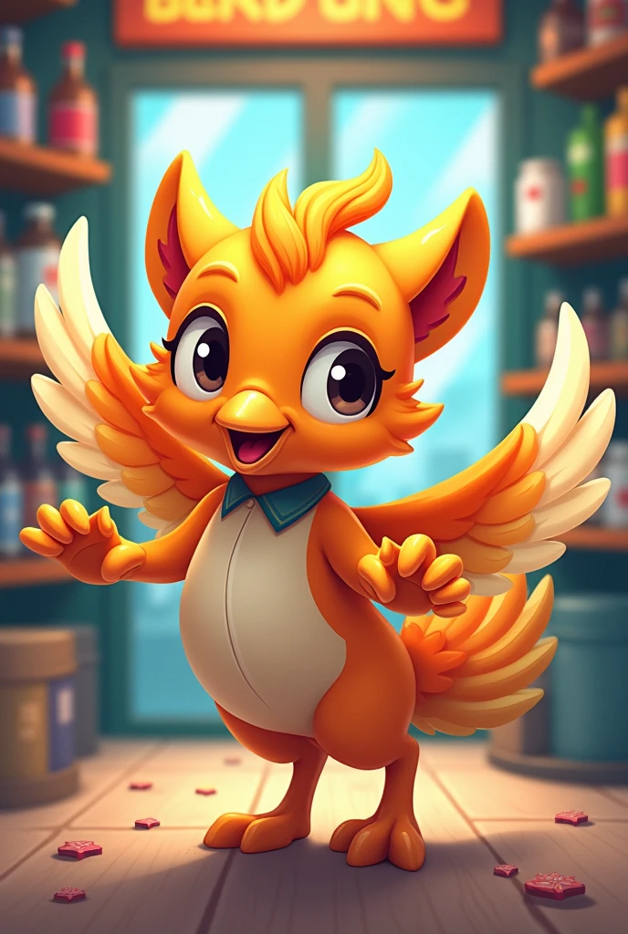 Beverage depot mascot animal with wings
