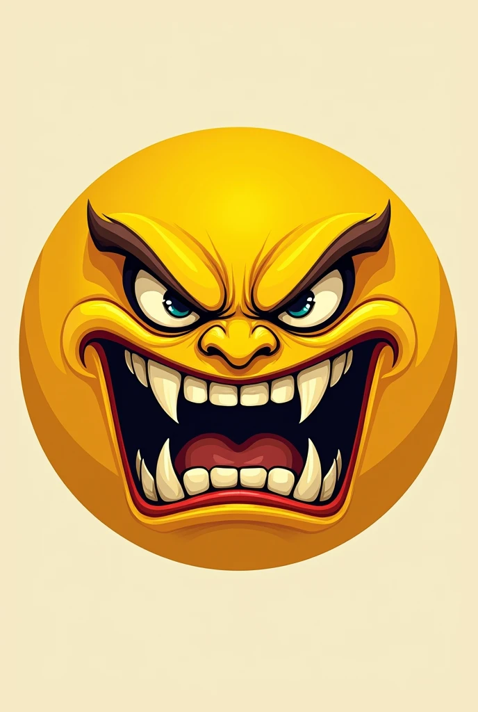 Angry yellow circular emoji of the god Pachacamac 