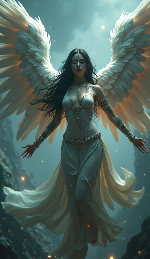 (Realistic picture, highest resolution, 16ก), (A demon with wide wings and immense power on her shoulders., Twelve wings on the shoulders., Bat Wingsสีดำ 3 อัน:1.5 , 3 white angel wings:1.5), Has 100 wings on the shoulders, There are 1000 wings that flow., Twelve wings on the shoulders., Bat Wingsดำ:1.3 white angel wings:1.5), 6 angel wings, 6 devil wings, (Beautiful girl with two meter long hair, Shiny black hair, Smooth white skin, Lips are very red.), ((stand, already)), (big breasts, big tits), (gigantic breast, breast augmentation, Breast 400 cc., small waist, hips raised, small thighs, Long legs), (dynamic poses), (Armor that slightly conceals the body), Separate theme, (Angel wings and devil wings), floating in the air above the ground, background darkness, Embraced with twelve wings, The horns that grow from the head are like a crown., He who has light, wears little armor, There is power coming out of the body., sparkling wings, white light black light, amazing wings, beautiful gesture, 8K resolution, Resolution 4000 x 2250 pixels, beautiful gesture, Angel wings and devil wings, (Realistic picture, highest resolution, 16K), (A demon god with wide wings and enormous power on his shoulders.., Twelve wings on the shoulders., Bat Wings, (RAW shooting:1.5, realistic:1.5, dark fantasy:1.5, 8ก), (Highest quality, Masterpiece, Ultra high resolution), Demon World, ((Perfect dynamic composition:1.7, Detailed tattoos all over the body:1.6, Wear exquisite jewelry:1.6)), Highly detailed skin and facial features:1.3, Details of the limbs, (A sexy succubus with big wings.:1.3, beautiful and beautiful:1.3), chaos, (Wear shoulder-length clothing correctly.:1.3), big breastsที่กำลังจะระเบิด, Don&#39;t show your nipples, ช่องว่างbig breasts, (The expression on your face when you feel a strong touch., Facial expressions when feeling pleasure, A look sunk in joy), beautiful blue eyes, Eyes that give a feeling of elegance and beauty, sexy face, Blush, (Too erotic and cute:0.9, Fascinating:0.9), (An incomprehensible amount of fluid flows throughout the body., Six pairs of large wings, Large devil wings, The size of the devil&#39;s wings, Amazing wings, The bloodline of the gods and demons is strong., Wings are wide and overflowing the screen, Act like you&#39;re bigger than the mountain, Towering over mountains and rivers, The devil beneath your feet