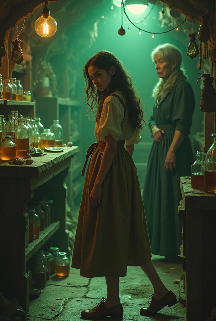 Eirlys was fed up with her short stature and was not going to miss this great opportunity., while Jareth and the old woman were distracted examining another jar, Eirlys slipped the vial of green elixir into her bag.. Now that he had found the solution to his insecurity problem he couldn&#39;t wait to try it out..
