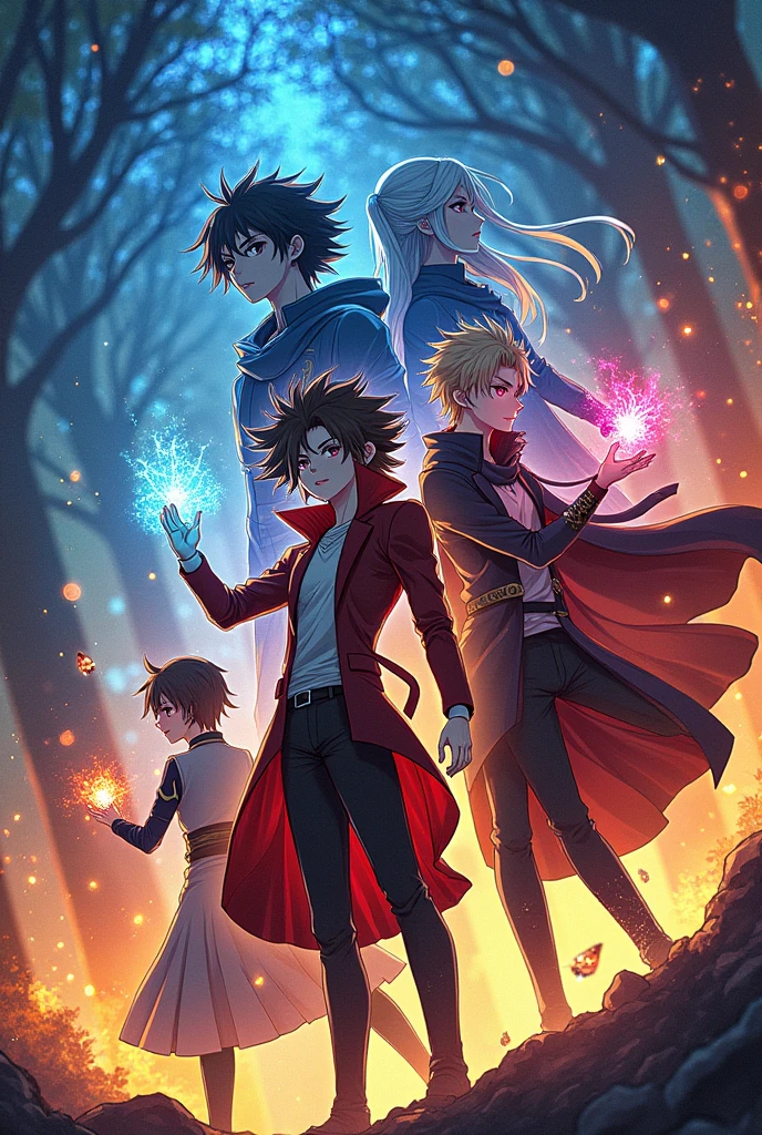 an art with members of the anime black clover with traces of the original animation 
