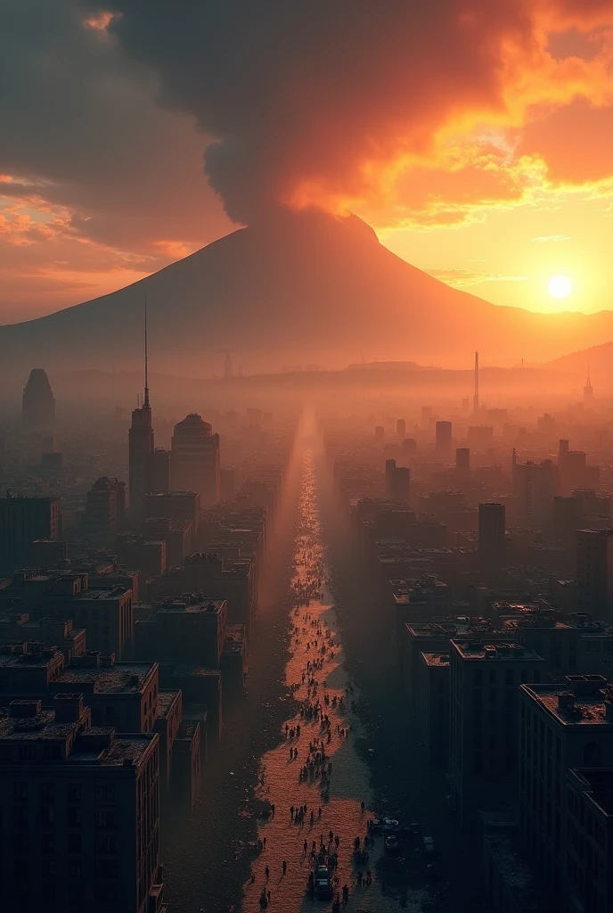 Visual: A final aerial shot of Pompeii at sunset, with Mount Vesuvius looming in the background.