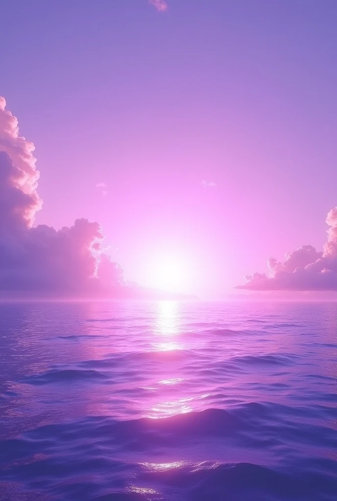 This image is、It captures a beautiful landscape with purple sea and sky.。The sun reflects on the water、A bright strip of light is formed。The ocean waves are calm、There are thin clouds floating in the sky。as a whole、The scenery gives a relaxing impression.。Many purple clouds。
The sky is shining with a lighter purple color.。