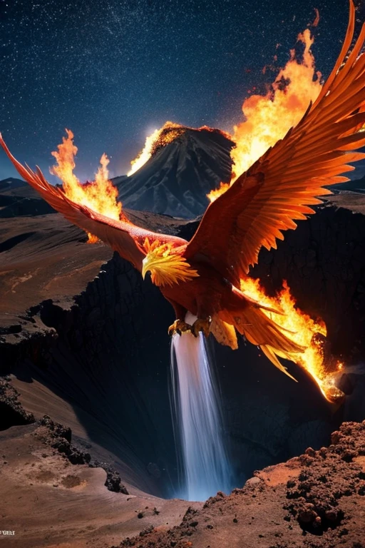 Birth of the Phoenix、The crater of a large volcano、Major eruptions、explosion、magma