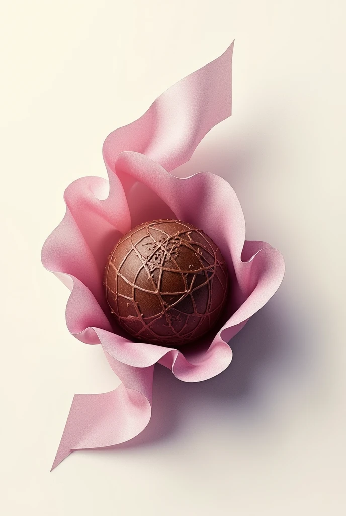 Truffle bonbon design with traditional laminated packaging and both ends of the packaging twisted with a watercolor effect