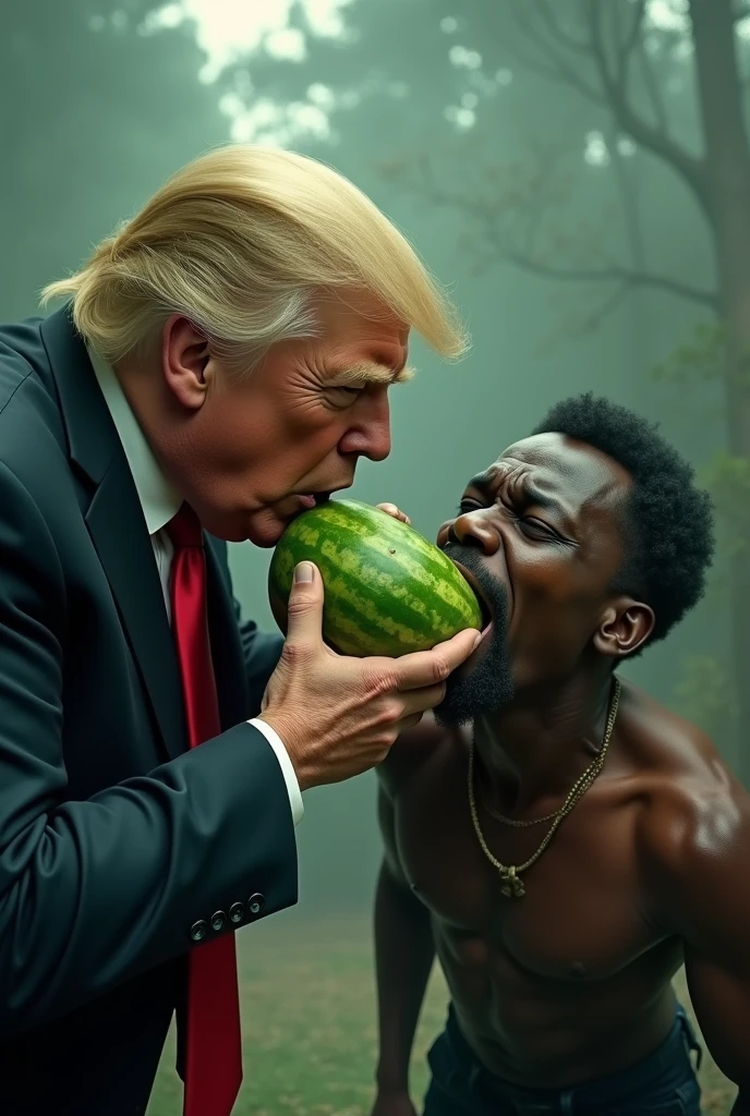 Donald trump feeding george floyd watermelon