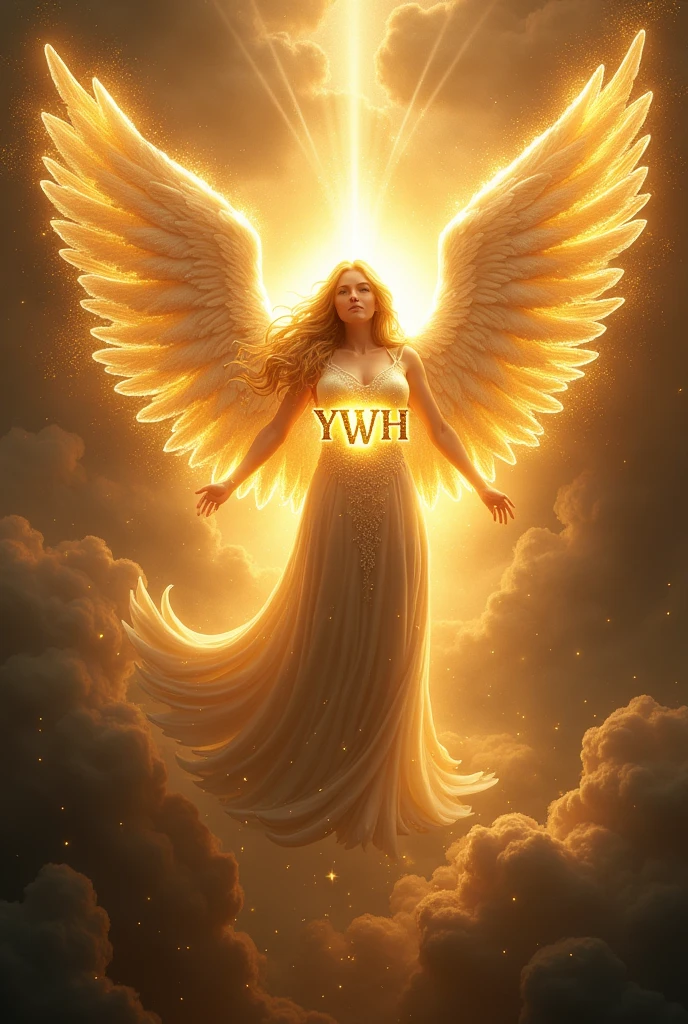 I would like a golden angelic image written in sequence and the letters legible. : YHWH