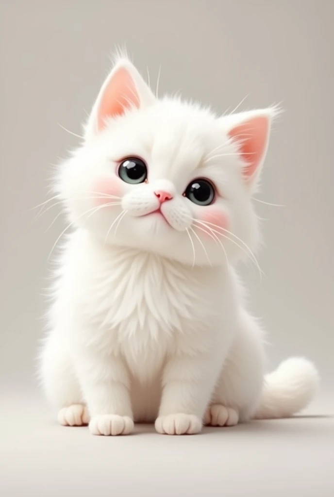 Cat　cute　white　whole body　Real
