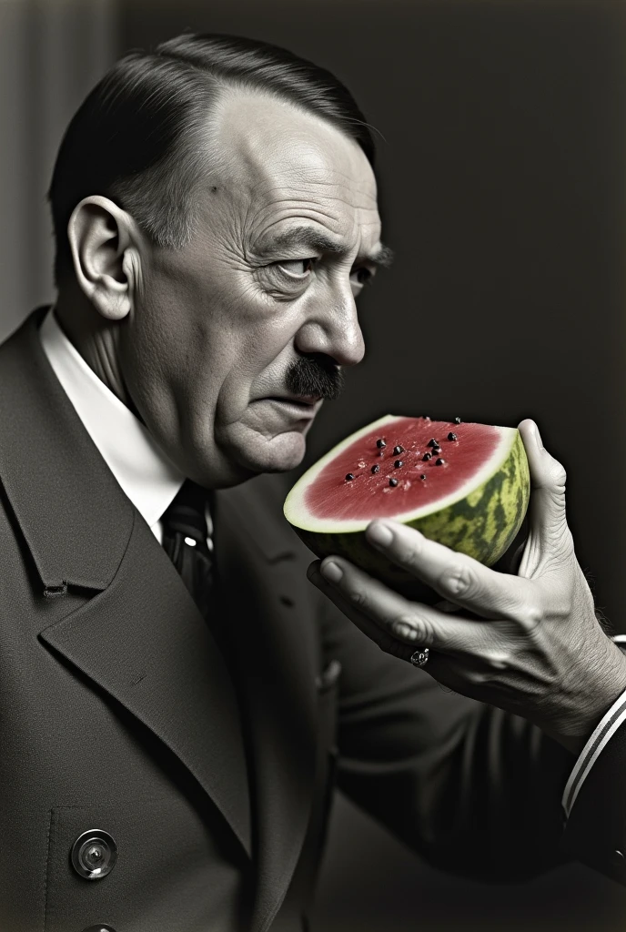 Hitler giving george floyd a watermelon. George floyd has big lips