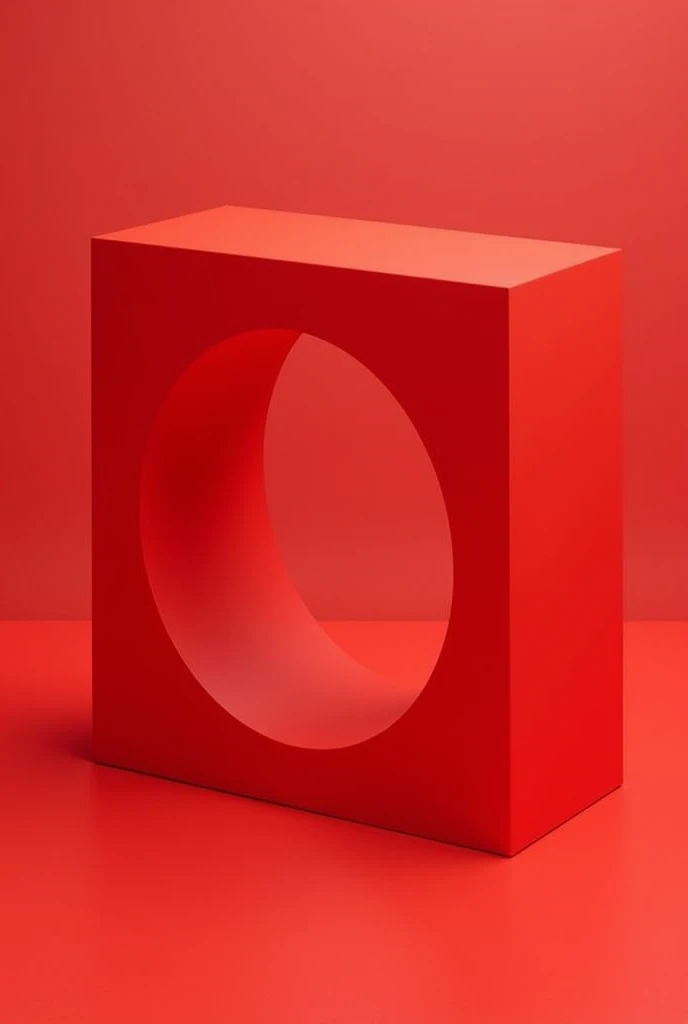 Cube with a hole but color red and is 3d