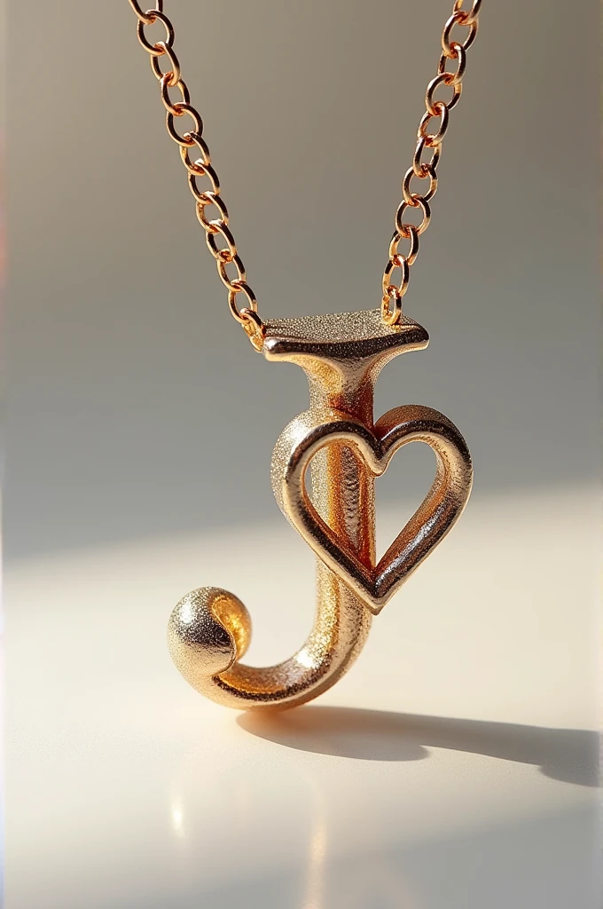 Create 3D more letter J from the chain of necklace,with unique heart pendant with design letter J