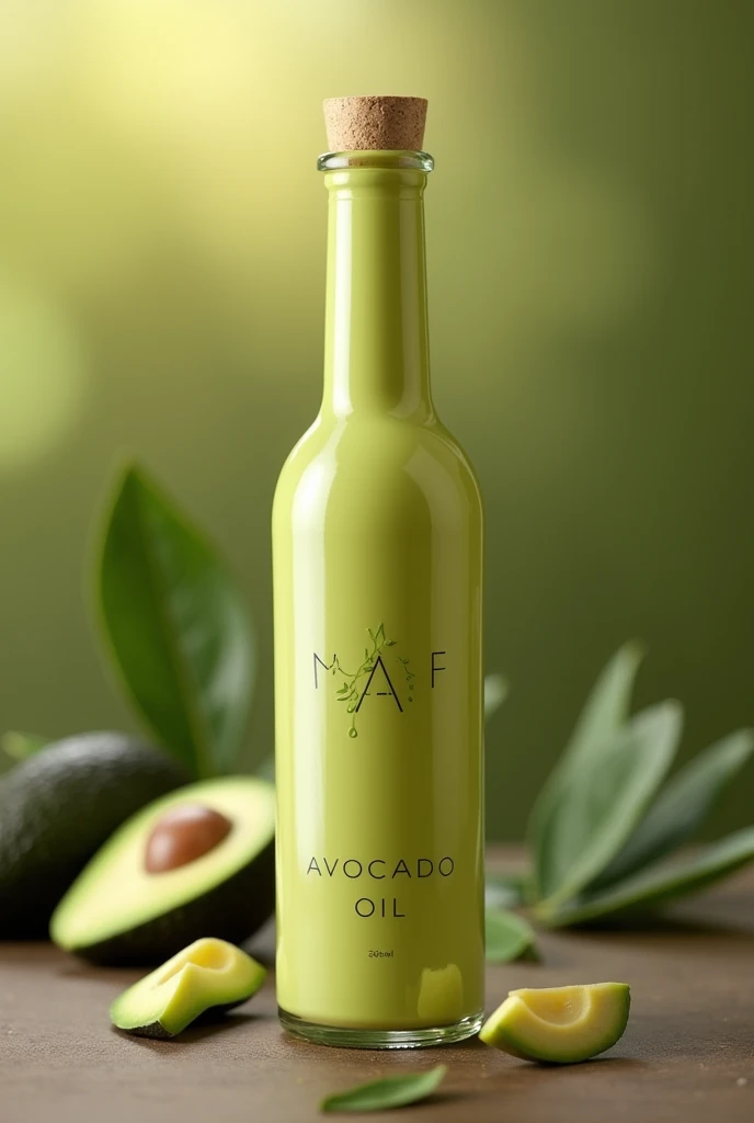 Create the design of a 350 milliliter bottle that will contain avocado oil
