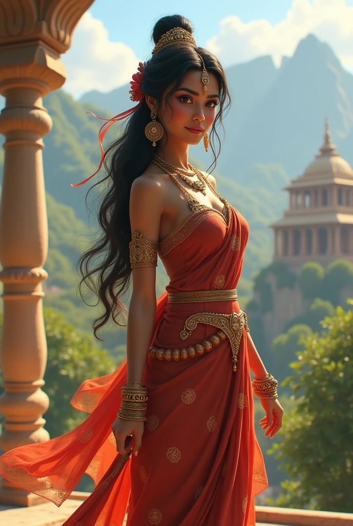 A female in ancient India in 3D.