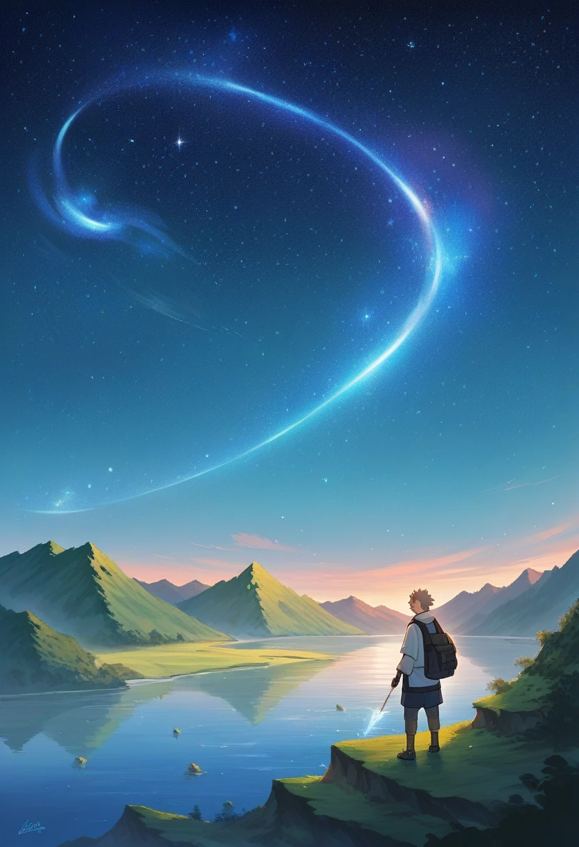 rating_safe, score_9, score_8_up, score_7_up, score_6_up, score_5_up, score_4_up, hires, source_furry, gorgeous, Landscape, Noite, flor, Jardim, Starry sky, constellations, atordoante, vista, water, quente, aconchegante, peaceful, Meteoro, cosmico, Magic, magia, particuls, Justo,